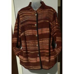 Women's Woven Jacket Tapestry Blanket Multicolor Fibers Artsy plus size 16 W